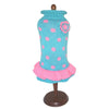 Dallas Dogs, Ltd Sweaters 6" Turquoise Pink Flower and Polka Dots with Ruffle Bottom Turtleneck Pet Sweater Dress