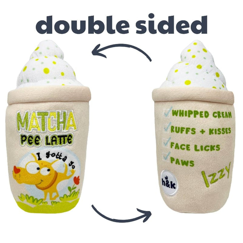 Huxley & Kent dog toys SM Matcha Pee Latte Plush Squeaky Dog Toy (Double Sided) - 2 Sizes