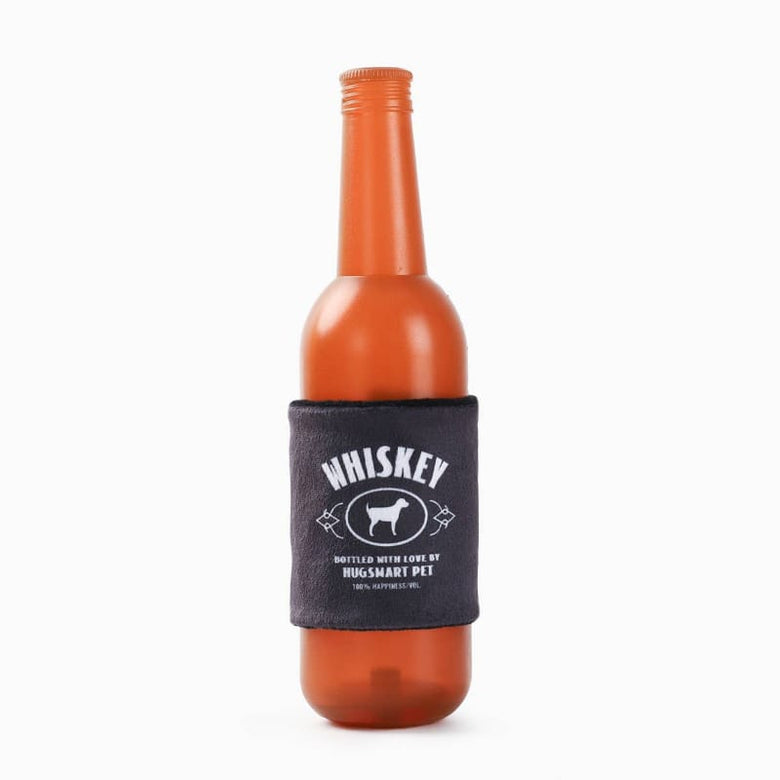 Hugsmart Products Inc dog toys Boozy Tailz Whiskey Bottle Squeak Rubber Dog Toy