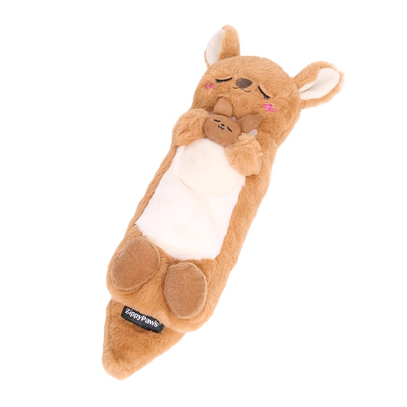 ZippyPaws dog toys Kangaroo Snooziez with Shhhqueaker Plush Dog Toy