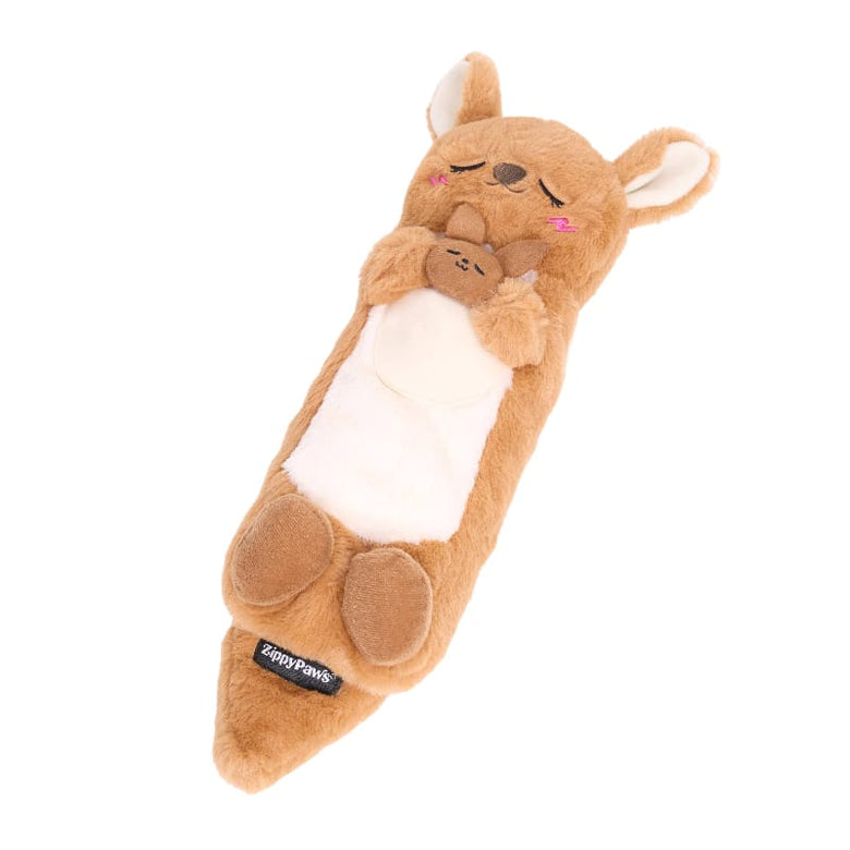 ZippyPaws dog toys Kangaroo Snooziez with Shhhqueaker Plush Dog Toy