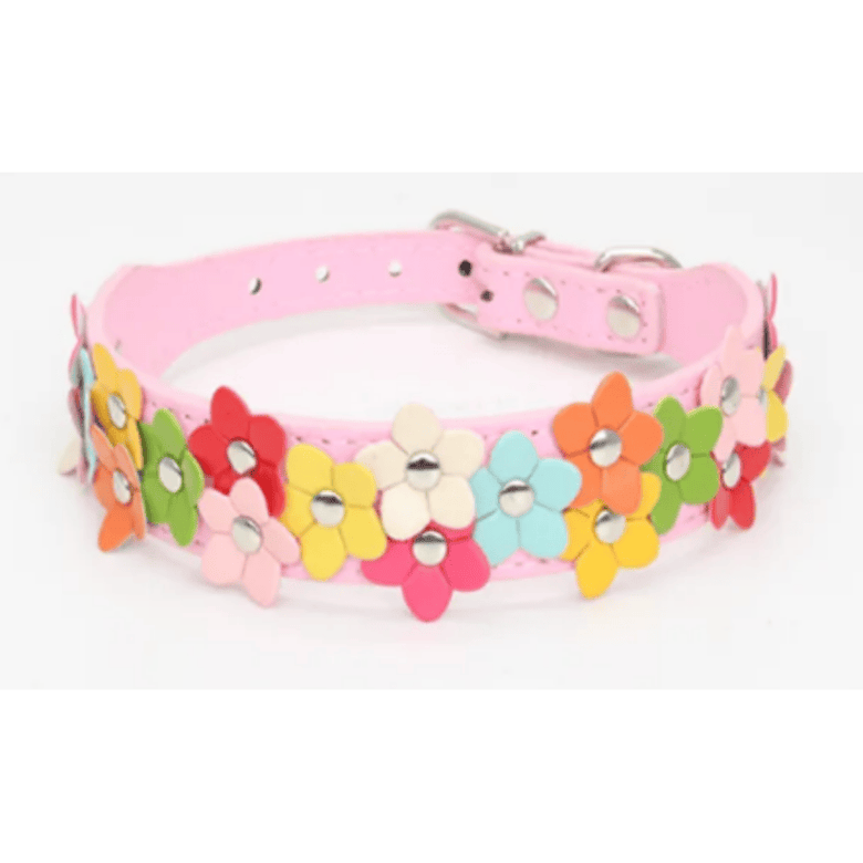 AE-SHOP1102 COLLARS LtPk / XS Spring Flowers Double Dog Collar - Soft Pink or Yellow