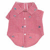 The Worthy Dog CollardShirts Red Gingham Shark Chomp Collared Dog Shirt