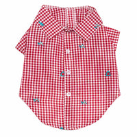 The Worthy Dog CollardShirts Red Gingham Shark Chomp Collared Dog Shirt
