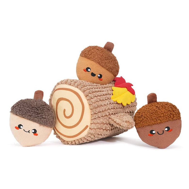 Hugsmart Products Inc dog toys Autumn Woofs Acorn Tree Interactive Plush Burrow Dog Toy Set - 3 Pc