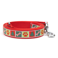 Christmas Holiday Good Tidings Red / Green Dog Leash - Large