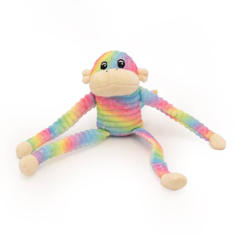 ZippyPaws dog toys Spencer the Crinkle Monkey Small Rainbow and Blue Plush Dog Toy Set - 2 Pk