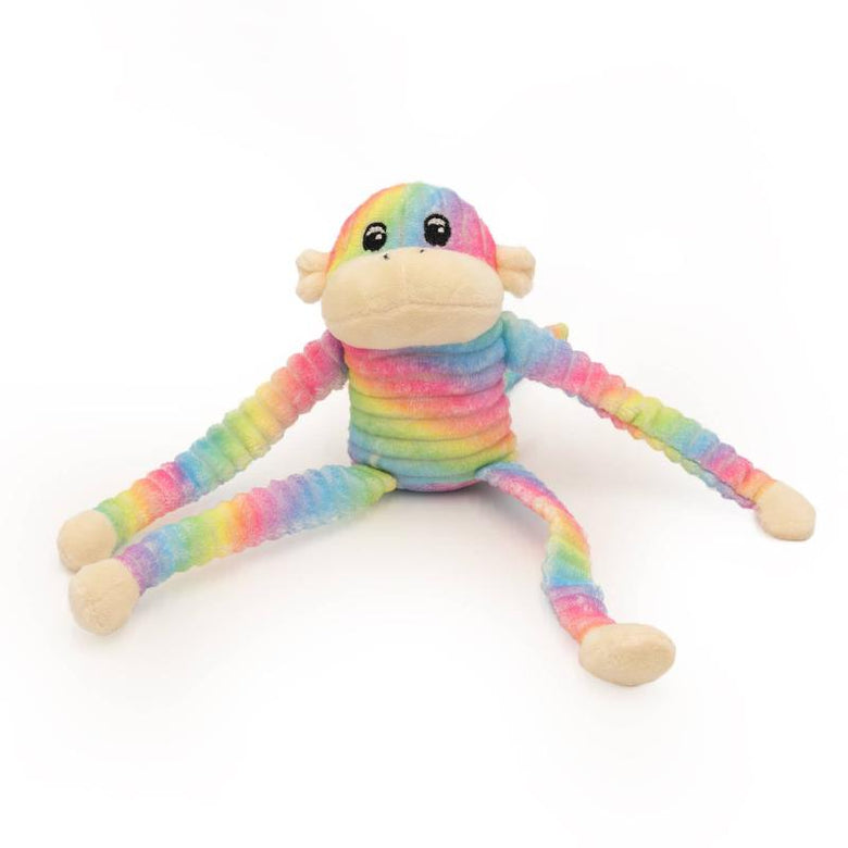 ZippyPaws dog toys Spencer the Crinkle Monkey Small Rainbow and Blue Plush Dog Toy Set - 2 Pk