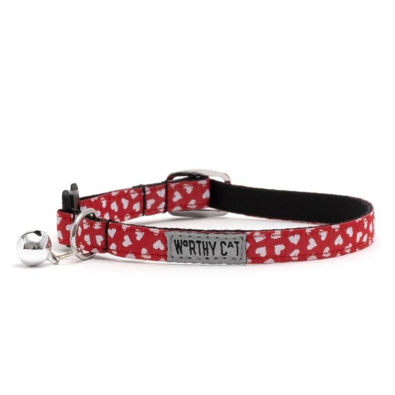 The Worthy Dog Collars Be Mine Lots of Hearts Red Cat Collar (with Bell)