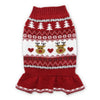 Reindeer Fair Isle Christmas Holiday Red Dog Sweater Dress - Size 2XL