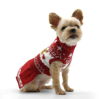 Reindeer Fair Isle Christmas Holiday Red Dog Sweater Dress - Size 2XL