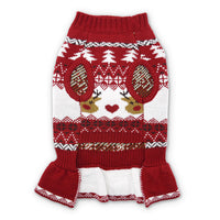 Reindeer Fair Isle Christmas Holiday Red Dog Sweater Dress - Size 2XL