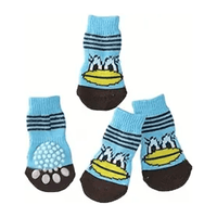 TM - DEVELOP STAR Pet Socks LG Duck Face Blue Non-Skid Bottom Warm Pet Socks - 4pc