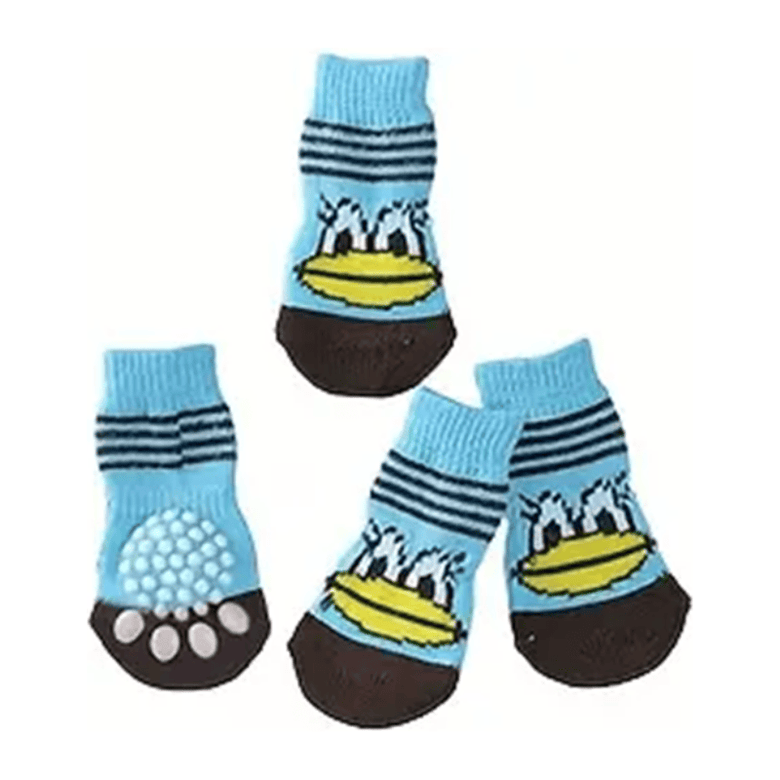 TM - DEVELOP STAR Pet Socks LG Duck Face Blue Non-Skid Bottom Warm Pet Socks - 4pc
