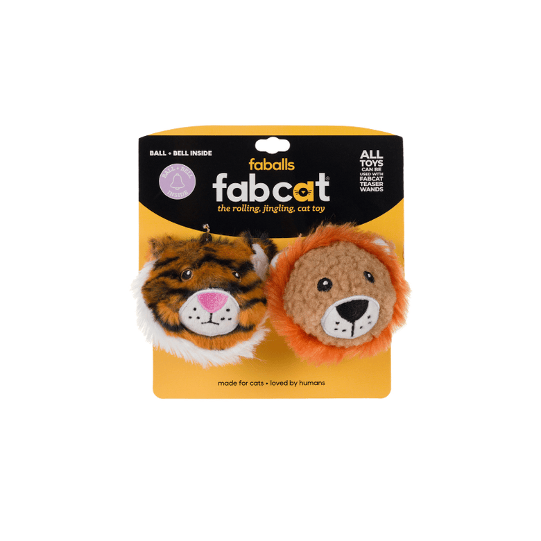 fabdog Cat Toys Lion/Tiger Faball Cat Toy Set - 2 Pk