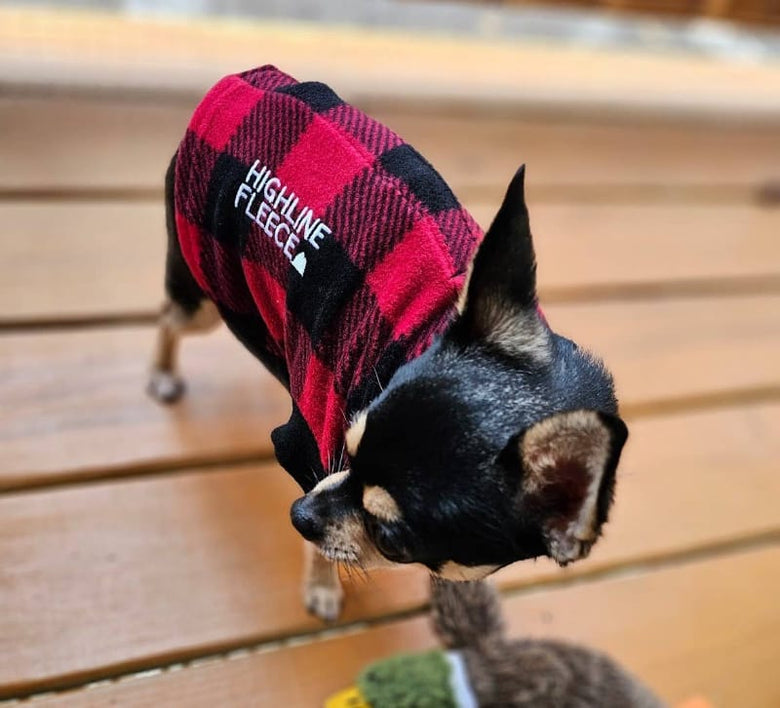 Doggie Design Jackets Red and Black Plaid Highline Fleece Dog Coat