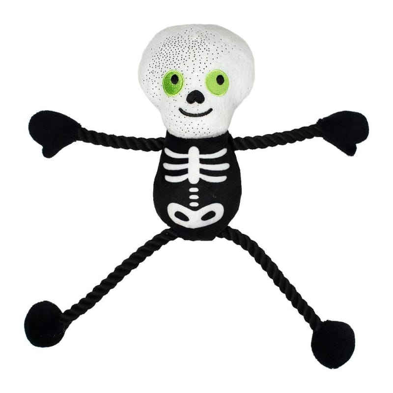 PetShop by Fringe Studio dog toys Halloween Got A Bone To Pick Skeleton Rope Tug Plush Squeak Dog Toy