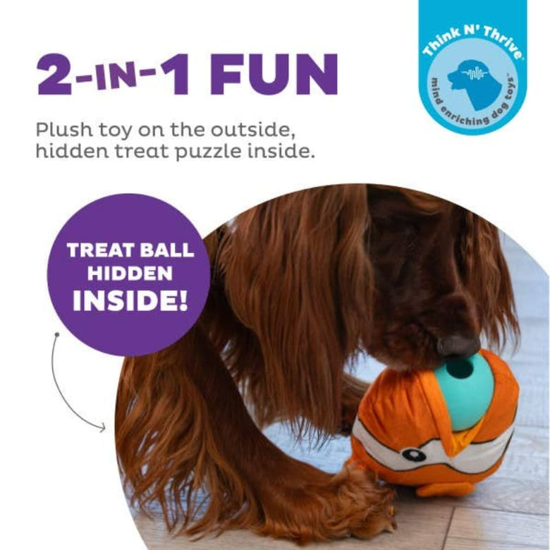 Outward Hound dog toys Big Mouthz Plush Clown Fish Orange Interactive Puzzle Dog Toy