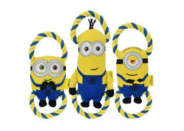 Multipet dog toys Minion Double Tug Rope Plush Squeak Dog Toy - 10"