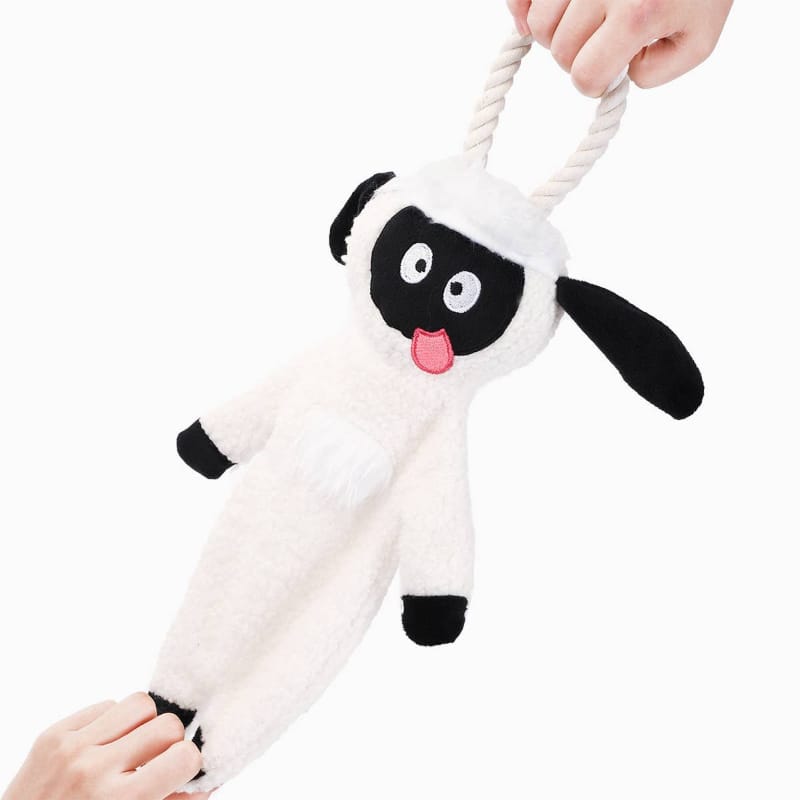 Hugsmart Products Inc Dog Toys Jumbo Animal Sheep Plush Squeak Rope Dog Toy