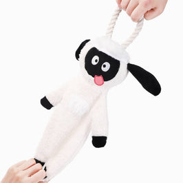 Hugsmart Products Inc Dog Toys Jumbo Animal Sheep Plush Squeak Rope Dog Toy