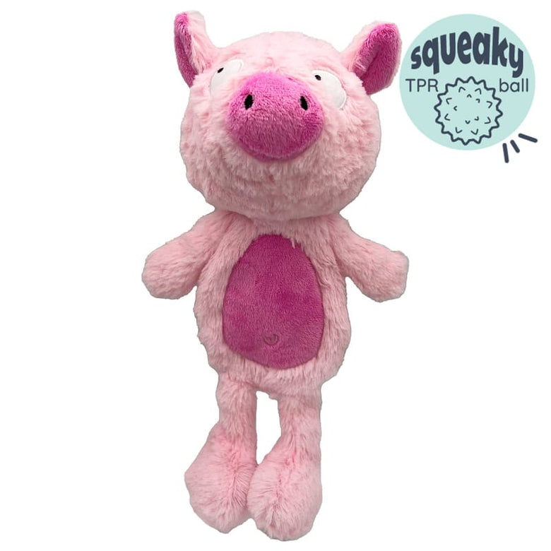Huxley & Kent Dog Toys Slappies Piggie Smalls Pink Plush Squeak Dog Toy