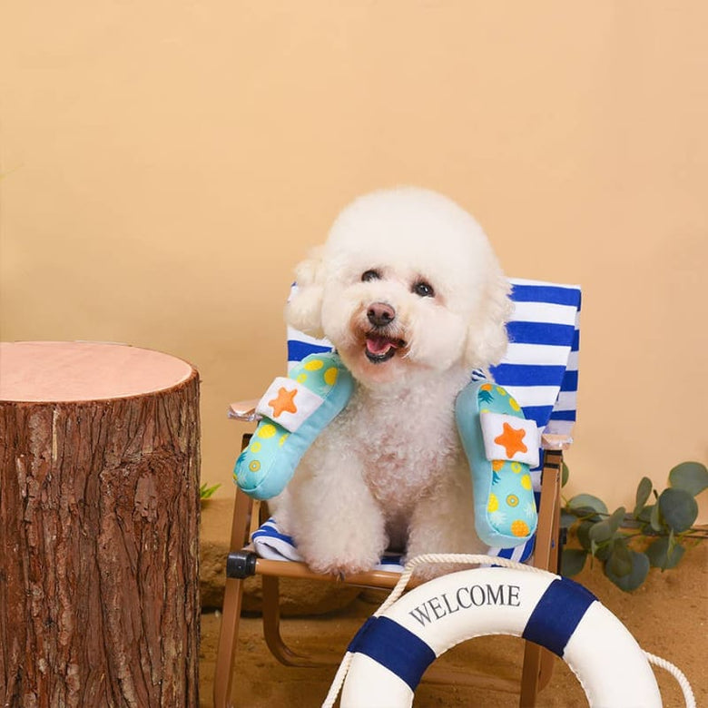 Hugsmart Products Inc dog toys Beach Daze Fun Summer Slippers Rope Tug Plush Dog Toy
