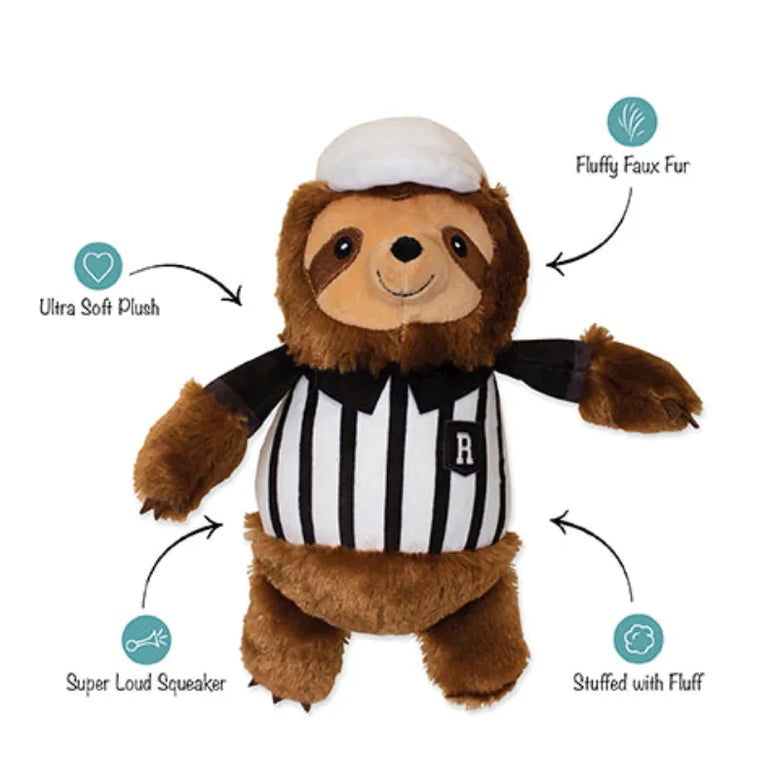 PetShop by Fringe Studio dog toys Sport Rufferee Sloth Plush Squeaky Dog Toy
