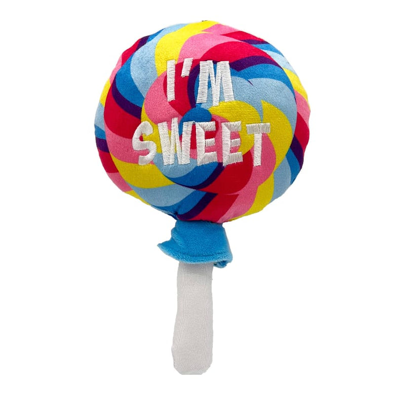 Huxley & Kent dog toys SM I'm Sweet Lollipop Plush Squeak Dog Toy - 2 Sizes