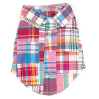 The Worthy Dog CollardShirts XL Pink Bright Multi Patch Madras Collared Dog Shirt - XL only available