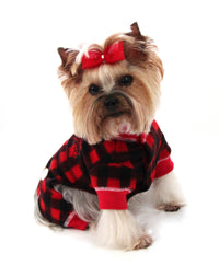 Red Checkered Fleece Lumberjack Warm Holiday Dog Pajama Jumper
