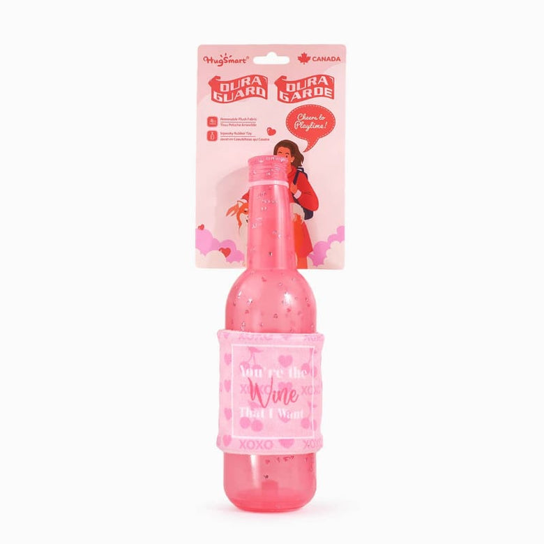 Hugsmart Products Inc Dog Toys Woof Love You're the Wine I want Bottle Rubber Squeak Dog Toy