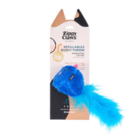 ZippyClaws Cat Toys Blue Mouse Refillablez Bushy Throw Plush Cat Toy
