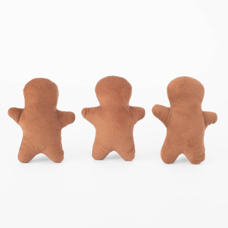 Christmas Gingerbread Men Plush Squeaky Holiday Dog Toy Set - 3 Pk