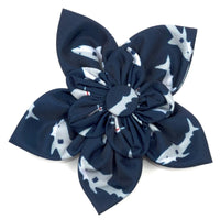 Jaws Sharks Navy Flower Pet Collar Attachment - 2 Sizes