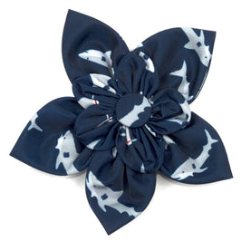 The Worthy Dog Bow Ties SM Jaws Sharks Navy Flower Pet Collar Attachment - 2 Sizes