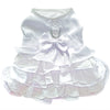 White Satin Pet Wedding Dress with Headpiece, Leash & D-Ring