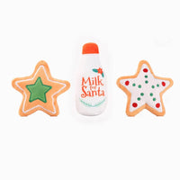 Hugsmart Products Inc dog toys Happy Woofmas Milk & Cookies Plush Dog Toy Set - 3 Pc