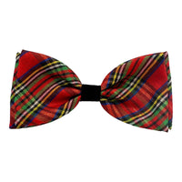 Shiny Christmas Holiday Red Plaid Bow Tie Pet Collar Attachment - 2 Sizes