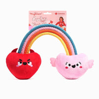 Hugsmart Products Inc Dog Toys Woof Love Rainbow Heart Plush Squeak Rope Dog Toy