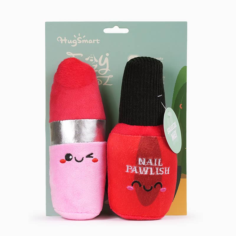 Hugsmart Products Inc Dog Toys Makeup Collection Nail Polish & Lipstick Plush Squeaky Dog Toy