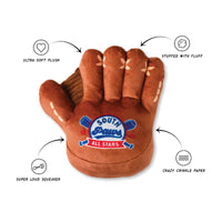 Catch You're Out Baseball Mitt Sports Plush Squeaky Dog Toy