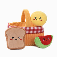 Hugsmart Products Inc dog toys Picnic Time Basket Multi Part Interactive Plush Dog Toy Set - 4 Pc