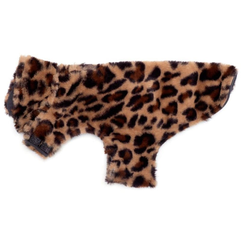 The Worthy Dog Jackets Leopard Faux Fur Brown Dog Coat