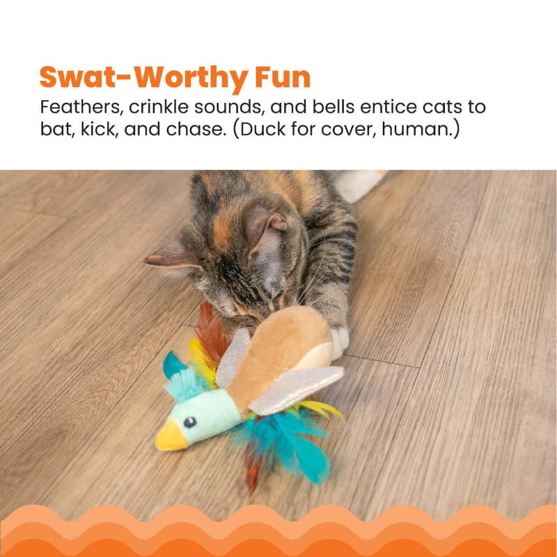 Catstages Cat Toys Flapperz Brown Duck Colorful Feathers Cat Toy