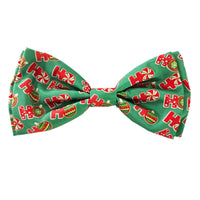 Christmas Holiday Green / Red Ho Ho Ho Bow Tie Pet Collar Attachment - 3 Sizes