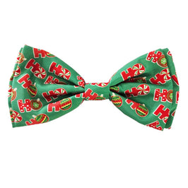 Christmas Holiday Green / Red Ho Ho Ho Bow Tie Pet Collar Attachment - 3 Sizes