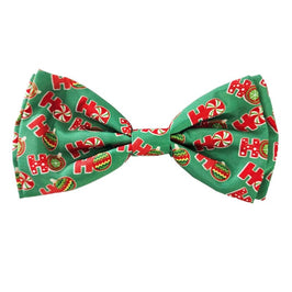 Huxley & Kent Bow Ties SM Christmas Holiday Green / Red Ho Ho Ho Bow Tie Pet Collar Attachment - 3 Sizes