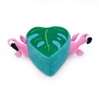 ZippyPaws dog toys Flamingos in Monstera Green Leaf Burrow Plush Dog Toy Set - 4 Pc