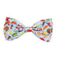 Home Run Baseball Theme Light Blue Bow Tie Pet Collar Attachment - 2 Sizes